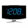 Jumbo Curved Blue LED Digital Alarm Clock with USB Charging Port