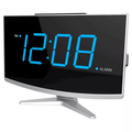 Jumbo Curved Blue LED Digital Alarm Clock with USB Charging Port